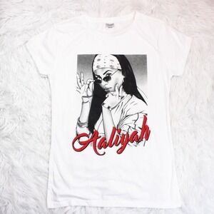Aaliyah T Shirt Women Plus Size 1XL White Licensed Band Merch Crew Neck Tee